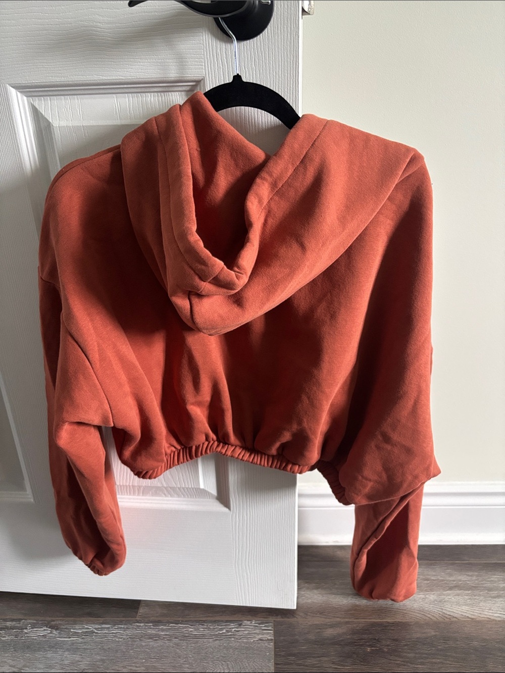 Cropped Rust Hoodie with Drawstring - Picture 2 of 2